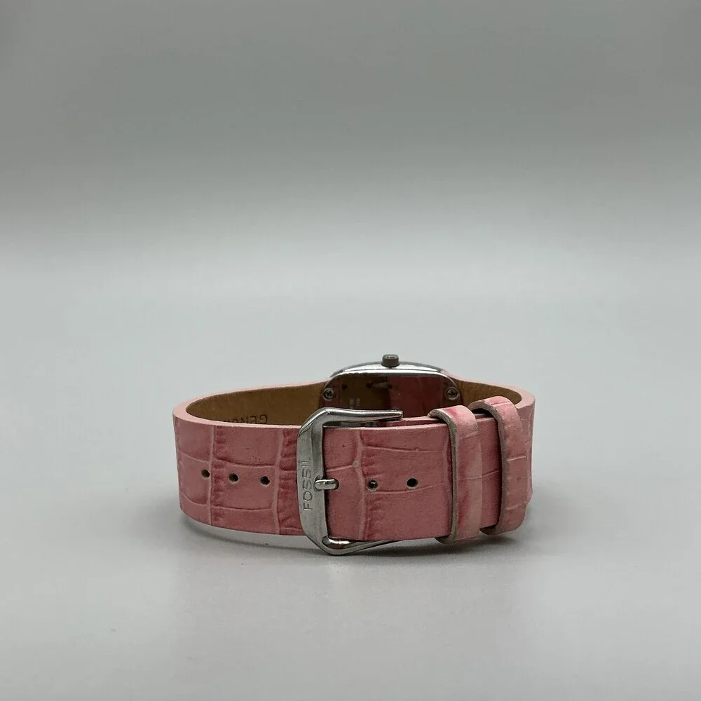 Fossil F2 Womens Watch 25mm Pink MOP Crystals Leather Date ES-9720 New Battery